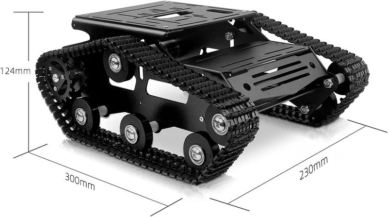 XiaoR Geek مجموعة هيكل سيارة روبوت ذكي من سبائك الألمنيوم هيكل دبابة كبير مع محركات 2WD لـ Arduino/Raspberry Pi DIY سيارات روبوت متعقبة ماصة للصدمات - مجموعة تعليمية (أسود) - Image 3